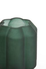 Elegant LED Table Lamp in Matte Dark Green Glass with Gold Accent