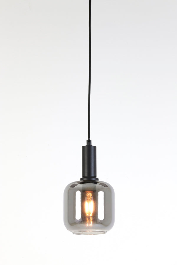 Modern Pendant Light with Black and Smoked Glass Design (Ø21x37 cm)