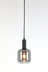 Modern Pendant Light with Black and Smoked Glass Design (Ø21x37 cm)