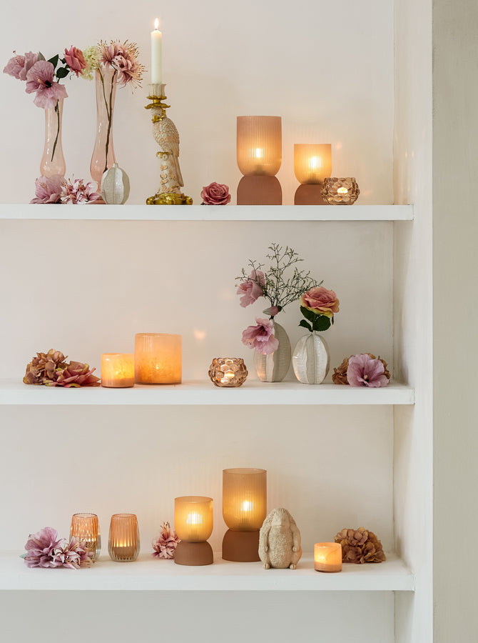 Havana Peach Glass Tealight Holder Ø12.5x8.5 cm