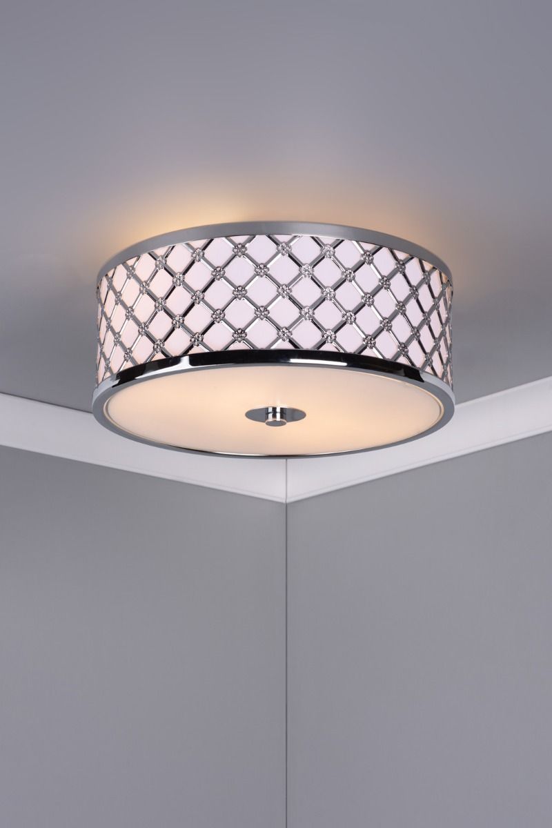 Civic Small 2 Light Flush Polished Chrome Frosted Glass
