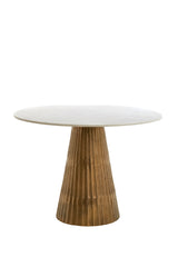 Round 100cm Dining Table in White Marble and Antique Bronze Finish