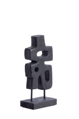 Silia Wooden Ornament on Base - Matte Black, 16x9x33 cm