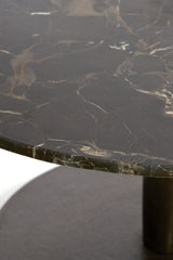 Elegant Dark Brown Marble Side Table - Ø48x53 cm