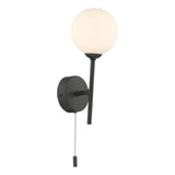 Cohen 1 Light Wall Light Matt Black With Opal Glass