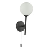 Cohen 1 Light Wall Light Matt Black With Opal Glass