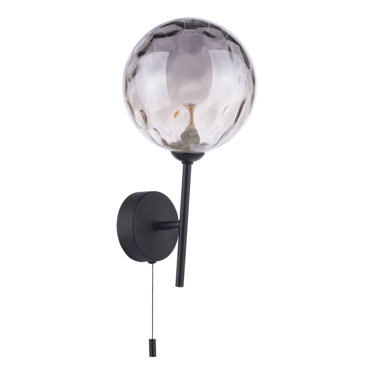 Cohen 1 Light Wall Light Matt Black With Smoked Dimpled Glass