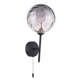 Cohen 1 Light Wall Light Matt Black With Smoked Dimpled Glass