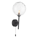 Cohen 1 Light Wall Light Matt Black With Clear Dimpled Glass