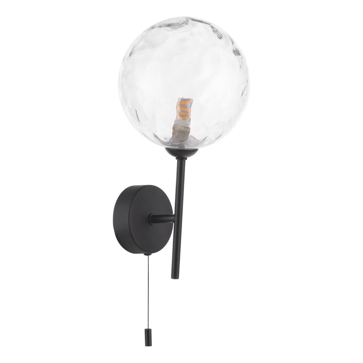 Cohen 1 Light Wall Light Matt Black With Clear Dimpled Glass