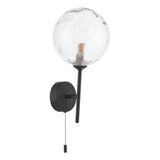 Cohen 1 Light Wall Light Matt Black With Clear Dimpled Glass