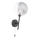 Cohen 1 Light Wall Light Matt Black With Smoked/Clear Ribbed Glass