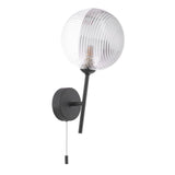 Cohen 1 Light Wall Light Matt Black With Smoked/Clear Ribbed Glass
