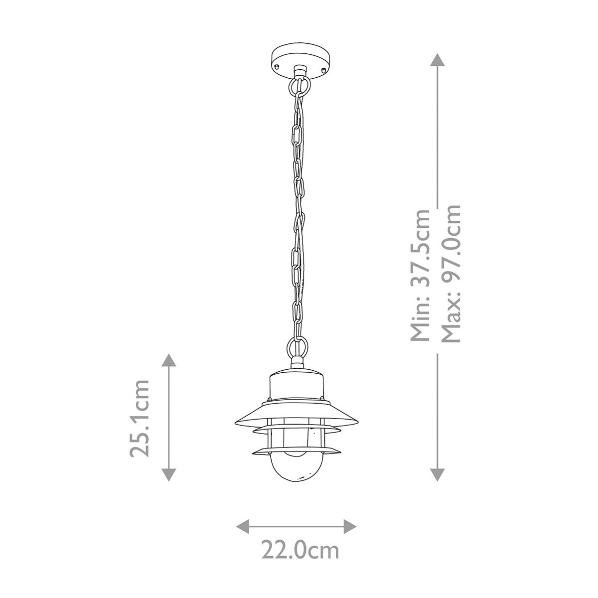 Copenhagen Black Coastal Outdoor Chain Lantern