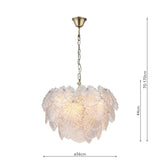 Courtney 10 Light Pendant Textured Glass and Antique Brass