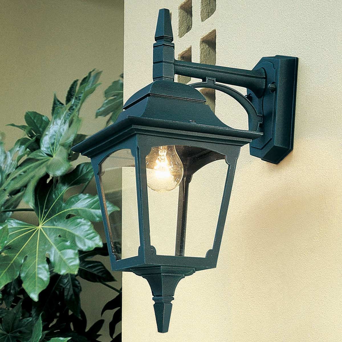 Elegant Black Chapel Down Outdoor Wall Lantern