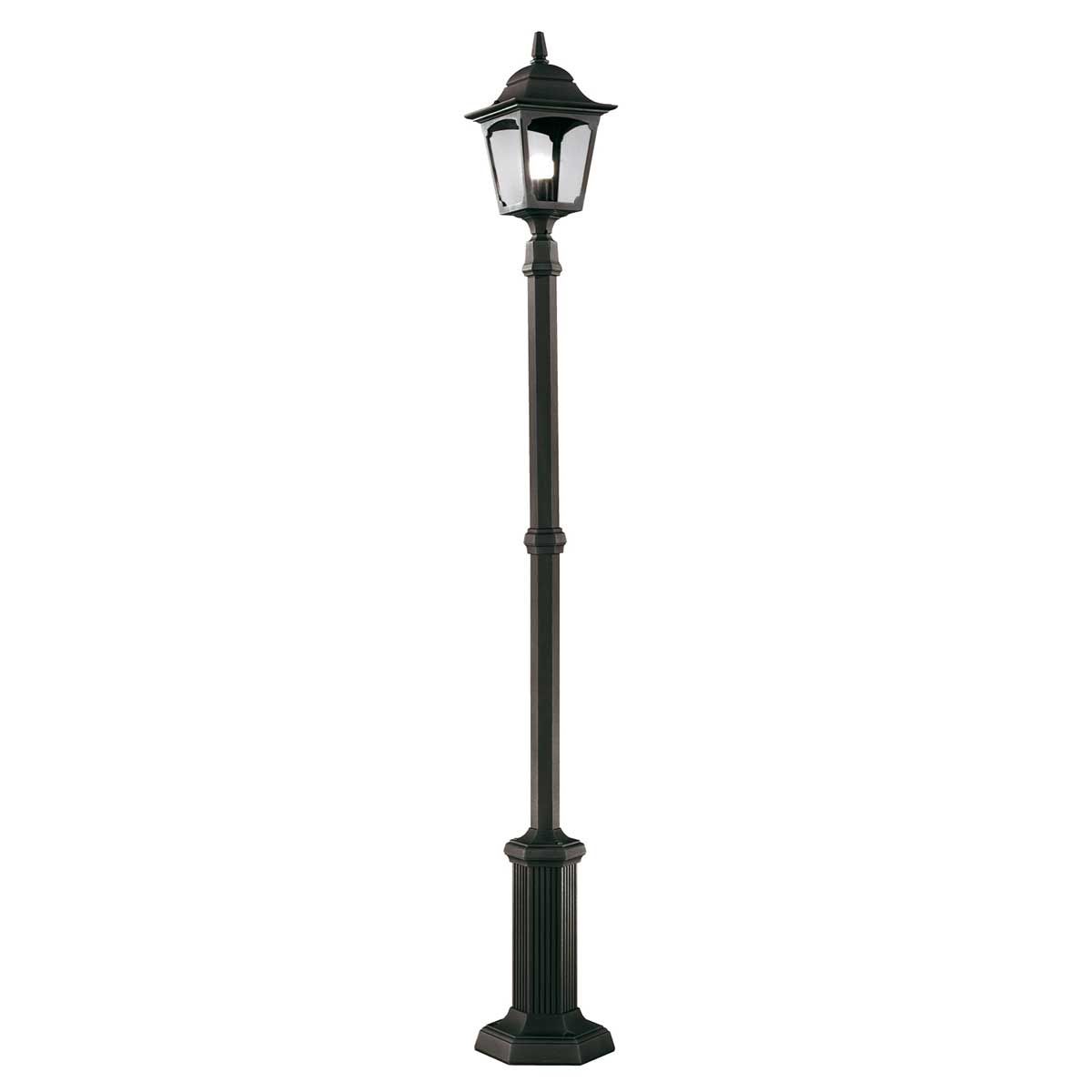 Elegant Black Chapel Lamp Post with Clear Glass Panels