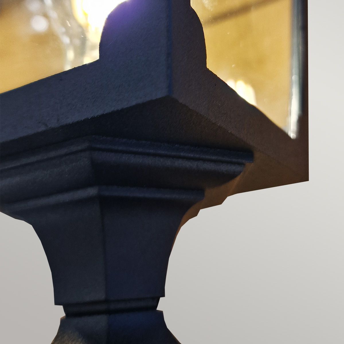 Elegant Black Chapel Lamp Post with Clear Glass Panels