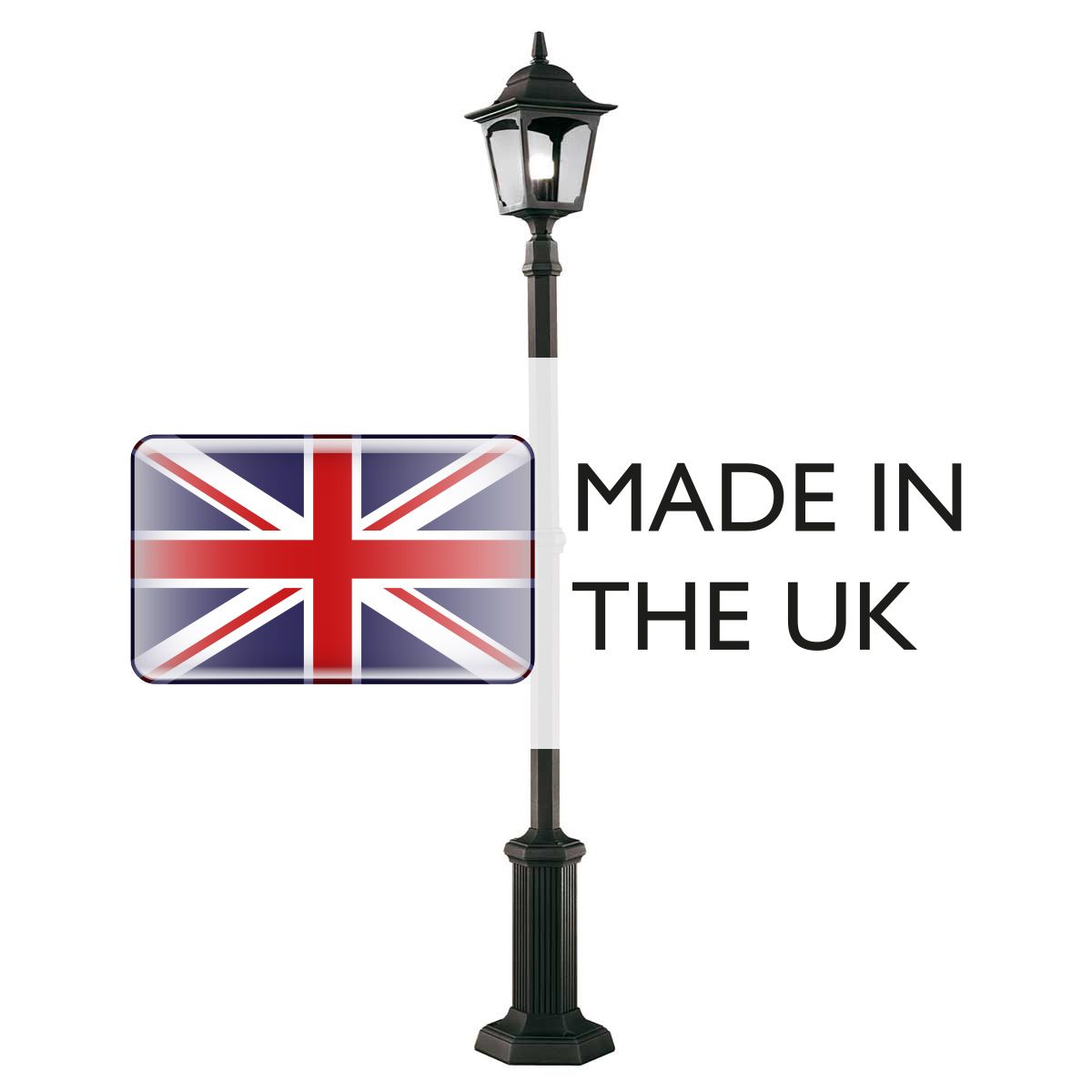 Elegant Black Chapel Lamp Post with Clear Glass Panels