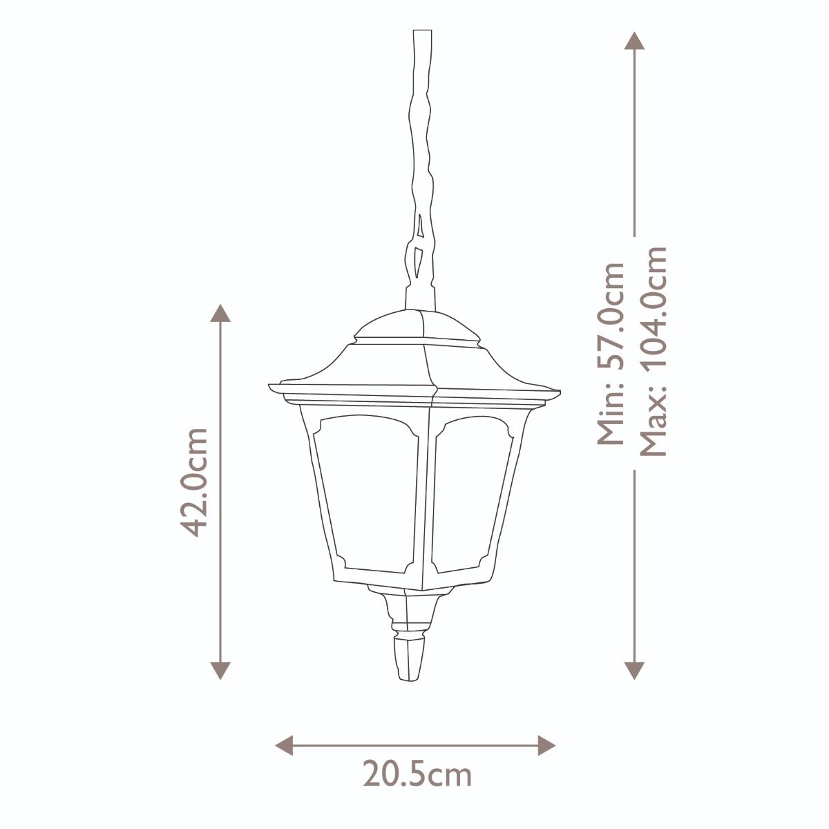 Chapel 1 Light Chain Lantern Black