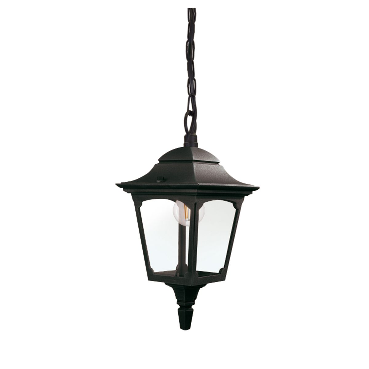 Chapel 1 Light Mini Chain Lantern Black
