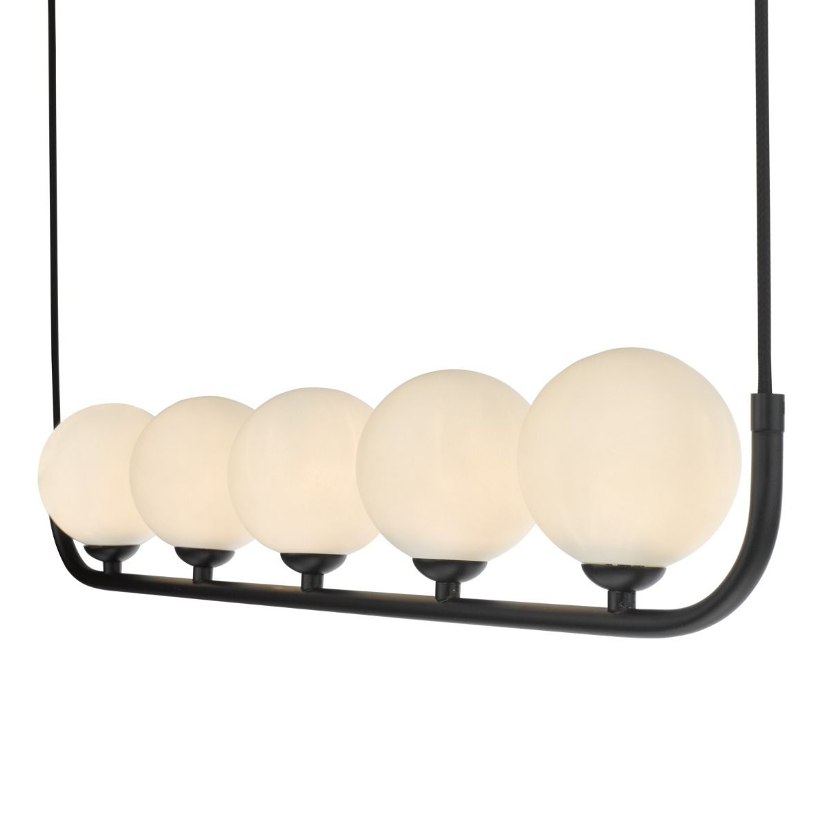 Cradle 5 Light Bar Pendant Matt Black With Opal Glass
