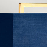 Elegant Polished Gold Cross Table Lamp with Navy Blue Shade