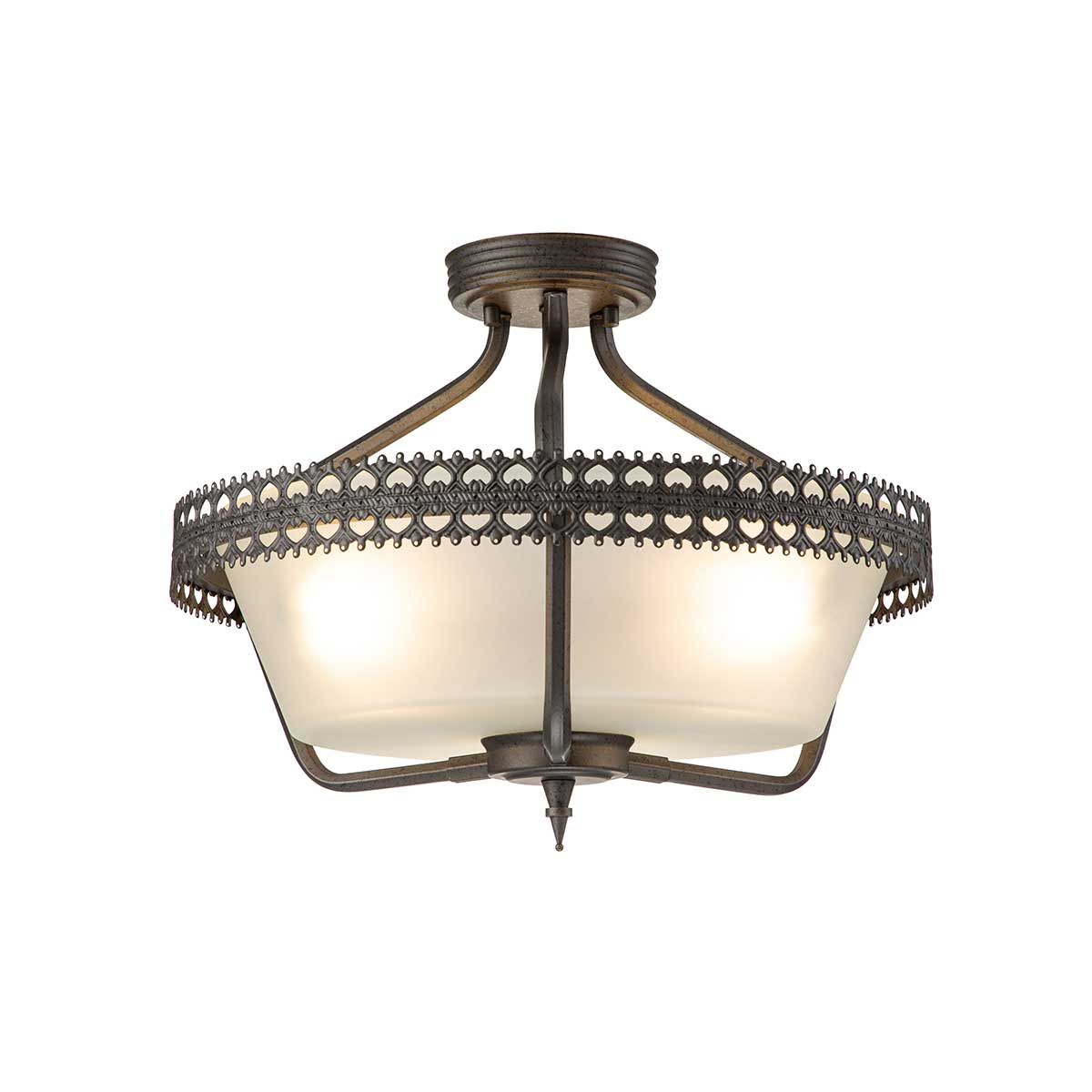 Iron Gate 3-Light Crown Pendant/Semi-Flush