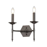 Iron Gate Elegance: Crown Dual Light Wall Fixture