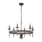 Crown Hexagon 6-Light Chandelier - Iron Gate Finish