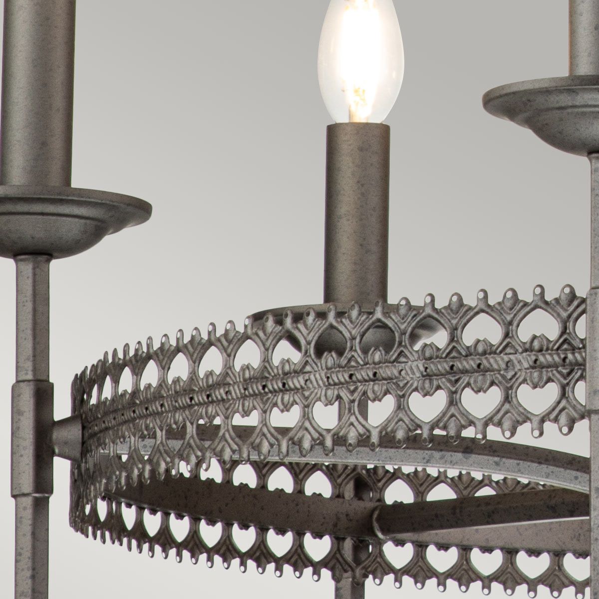 Crown Hexagon 6-Light Chandelier - Iron Gate Finish