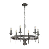 Crown Hexagon 6-Light Chandelier - Iron Gate Finish