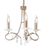 Elegant Silver and Gold Crystal Chandelier - 3 Light Fixture
