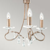 Elegant Silver and Gold Crystal Chandelier - 3 Light Fixture