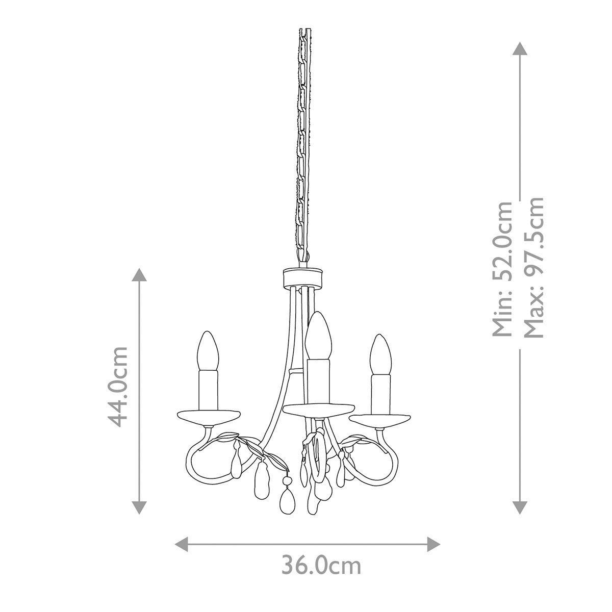 Elegant Silver and Gold Crystal Chandelier - 3 Light Fixture