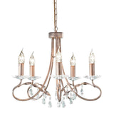 Christina Elegance: 5-Light Silver and Gold Crystal Chandelier