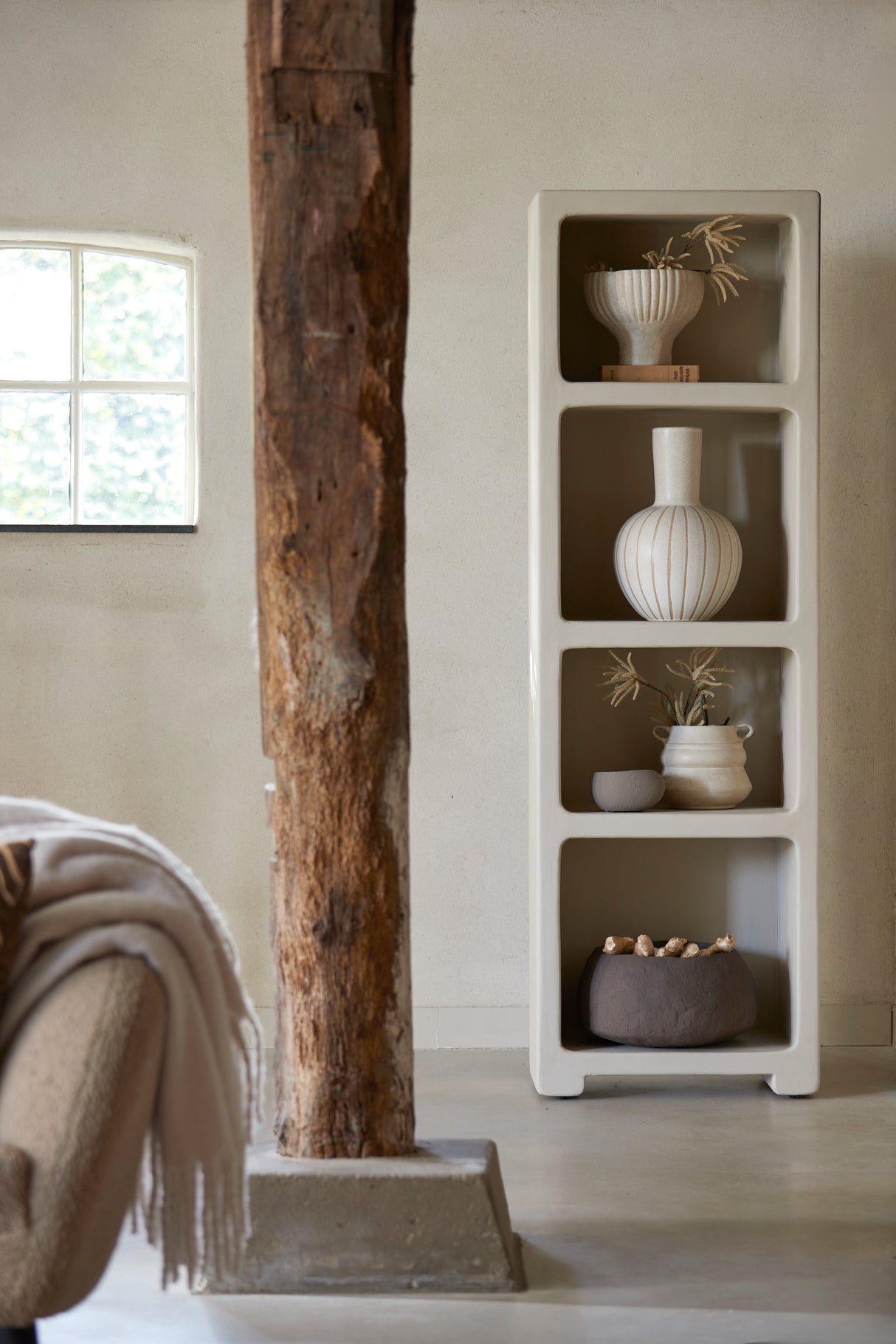 Beige Naluno Tall Cabinet 60x35x190 cm