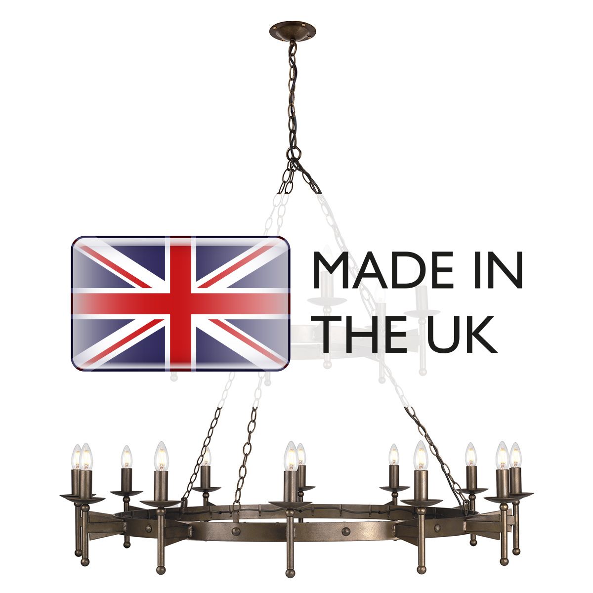 Cromwell Medieval Inspired 18 Light Iron Chandelier
