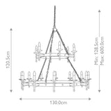Cromwell Medieval Inspired 18 Light Iron Chandelier