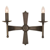 Cromwell Dual-Light Wrought Iron Wall Sconce in Antique Bronze Finish