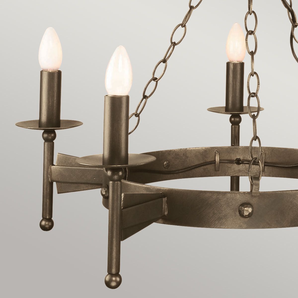 Cromwell Hand-Forged Iron Chandelier in Old Bronze Finish