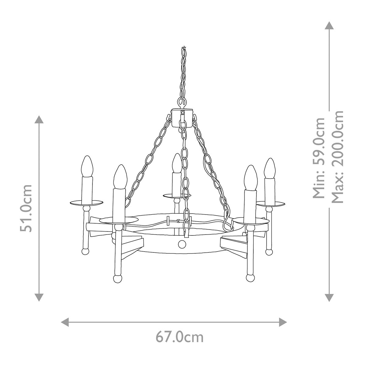 Cromwell Hand-Forged Iron Chandelier in Old Bronze Finish