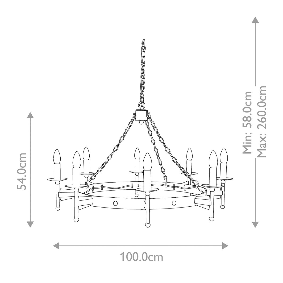 Cromwell Medieval Wrought Iron Ceiling Chandelier