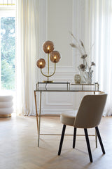 Elegant Magdala Glass and Gold Table Lamp - 3-Light, 38x20x60 cm