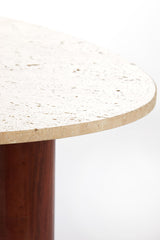 Elegant Sand-and-Brown Travertine Coffee Table - 90x72x31 cm Mahelona