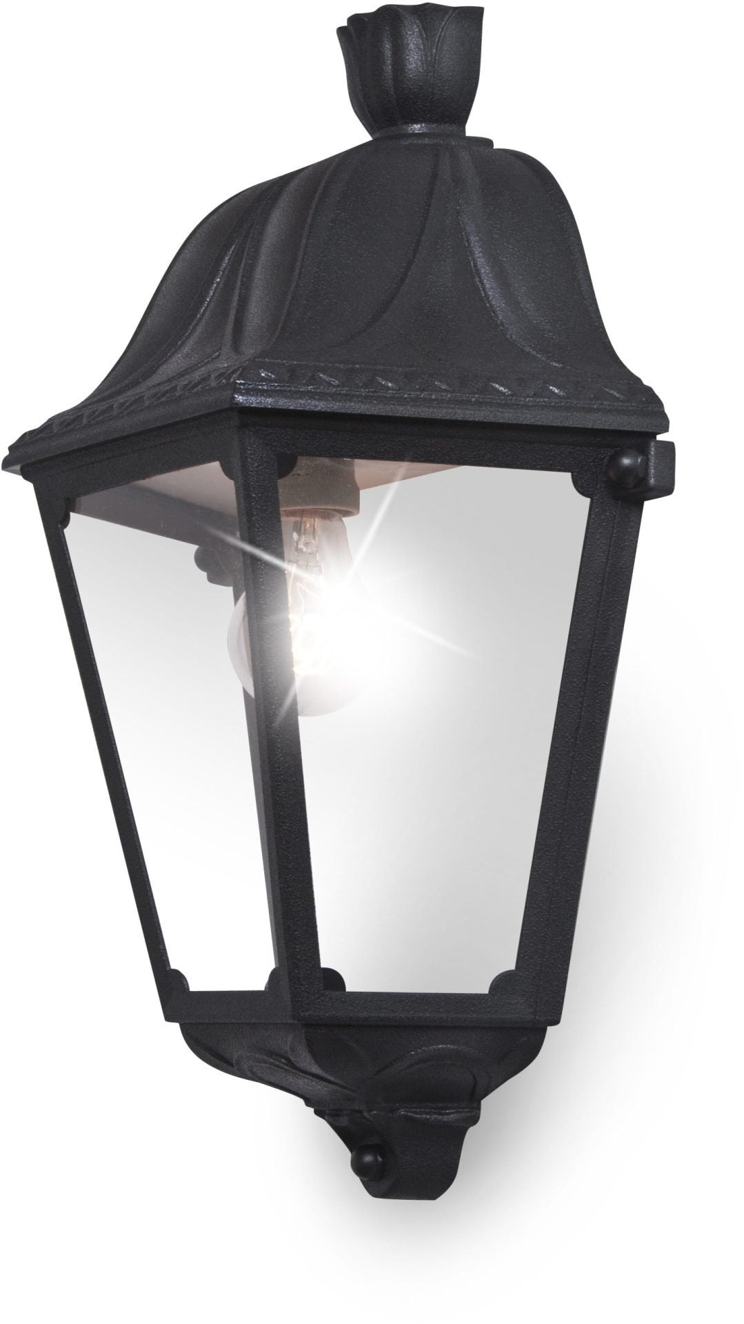 Daria 11W E27 LED CCT, Classic Half Lantern, Black/Clear