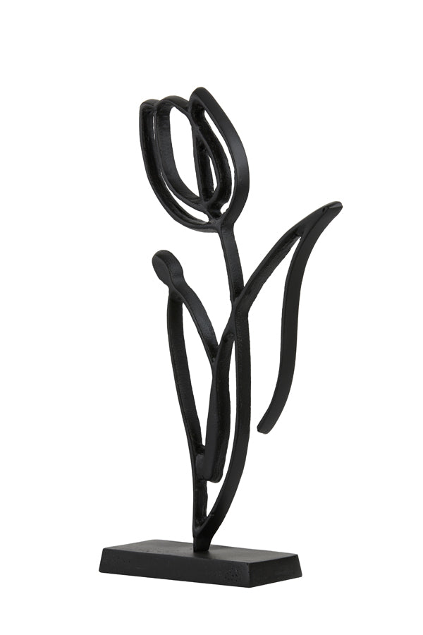 Matte Black Tulip Ornament on Stand, 24x8.5x45 cm