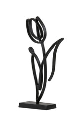 Matte Black Tulip Ornament on Stand, 24x8.5x45 cm