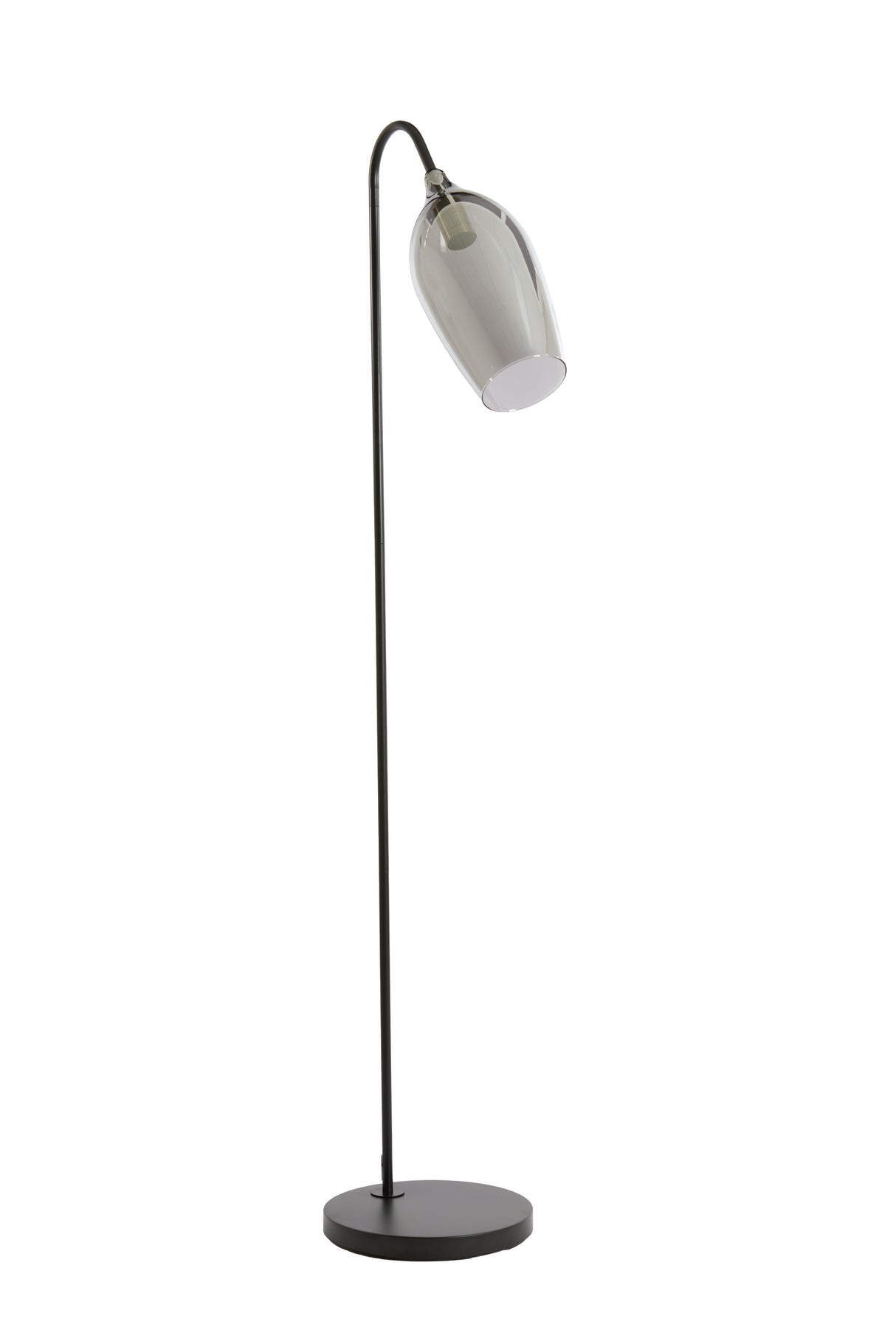 Elegant Smoked Glass and Matte Black Floor Lamp - 67x30.5x160 cm