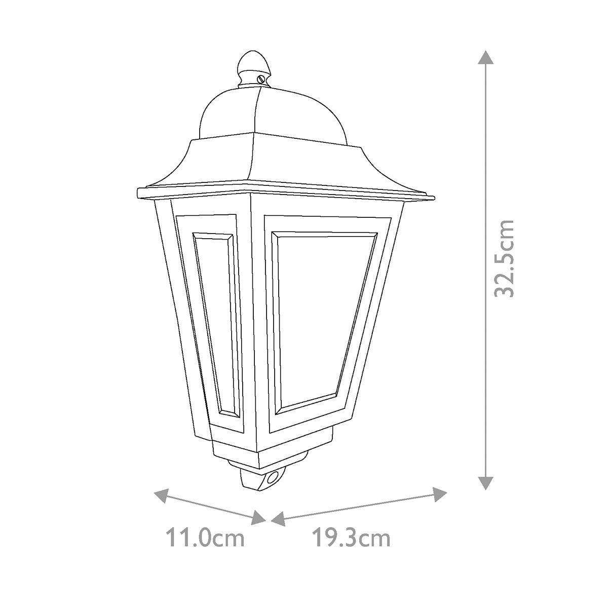Deco Lane 1lt Half Wall Lantern Black